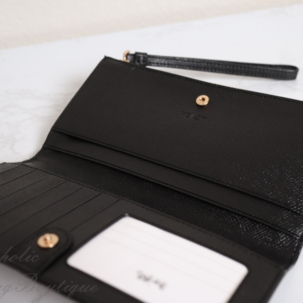 NWT Coach Pebble Leather Long Wallet in Black - Picture 5 of 7
